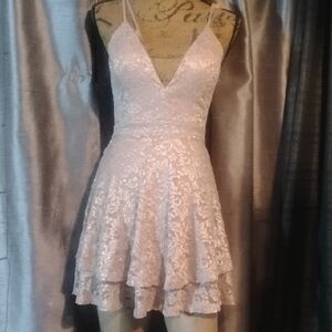 Emerald Sundae Blush Lace Mini Dress